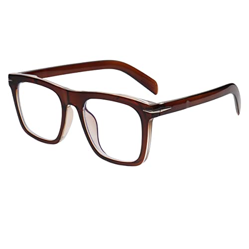 Image of JOVAKIT Square Frame Glasses for Women Men Non-prescription Clear Lens Eyeglasses Anti-Blue Light Lens Eyewear