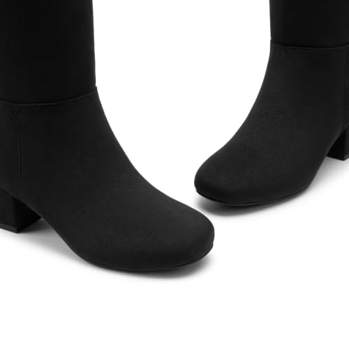 Athlefit Knee High Boots Women Chunky Block Heel Tall Boots Black Suede 6.5 — view 6