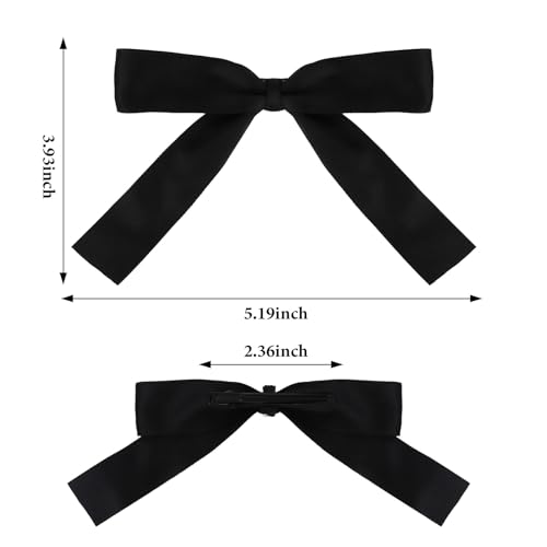 Ondder 10 Pinzas para el cabello negras de satén para mujeres pequeñas, clips adorables para el cabello, accesorios de lazo para mujeres y niñas miniatura 2