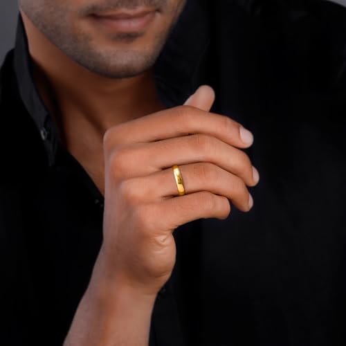 Image of GIVA 925 Silver Golden Classic Band For Him,Fixed Size| Gifts for Men and Boys | With Certificate of Authenticity and 925 Stamp | 6 Months Warranty