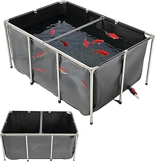 Canvas Fish Pond, 1024L Above Ground Pond,Koi Pond with Clear View Window