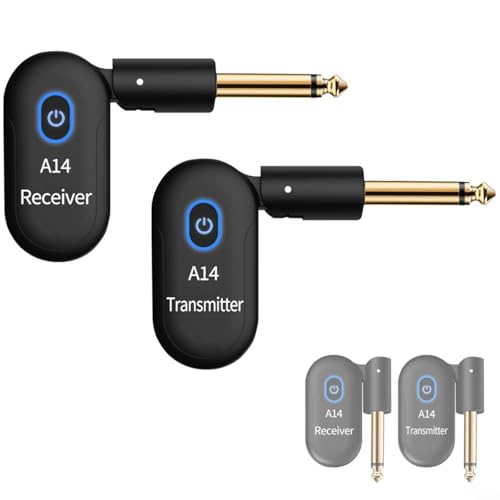 Sistema de guitarra inalámbrico 2.4 GHz, transmisor y receptor recargable, con conector rotativo 90°, compatible con guitarra, bajo e instrumentos eléctricos miniatura 5
