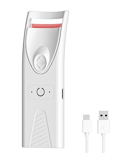 Smiling Shark Rizador Pestañas, Heated Eyelash Curler Mini Recargable Profesional de Larga Duración Portátil Calefacción Rápida Un Regalo Perfecto Para Mujeres, Rizador-de-Pestañas-Electrico (Blanco)