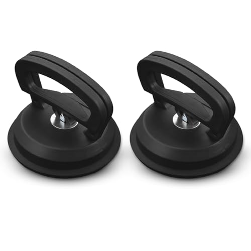 Hwtcjx 2 Piezas Ventosas para Cristales, Ventosas para Azulejos, Ventosa Mango con Capacidad de elevación de 55kg para Transportar Pesados, Vidrio, Maderas, Pisos, Superficie Lisa, 11.8cm (Negro)