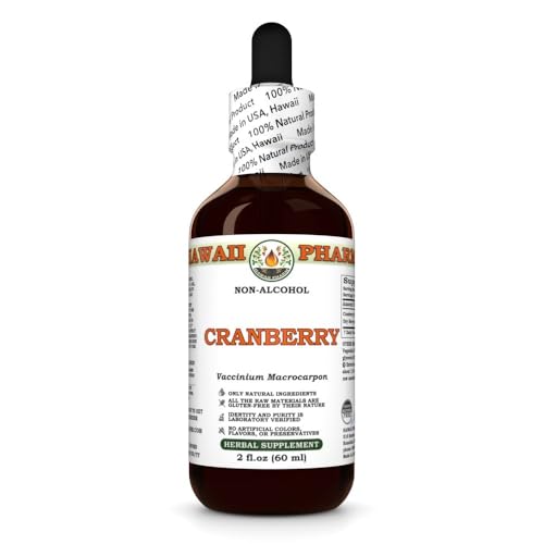Cranberry (Vaccinium Macrocarpon) Dry Berry Glycerite, Made in Hawaii, All Natural, Vegan, Lab Tested Alcohol-Free Liquid Extract - 2 fl.oz