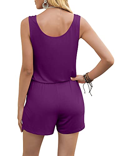 Image of DouBCQ Womens Summer Casual Sleeveless Loose Jumpsuits Romper with Pockets