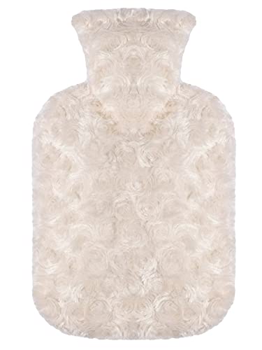 FLYILY 2L Bouillotte avec Housse Premium Cosy Fluffy Housse de Bouteille en Fourrure Amovible et Lavable pour Plus de Chaleur et de Confort(Light,2L) Cover