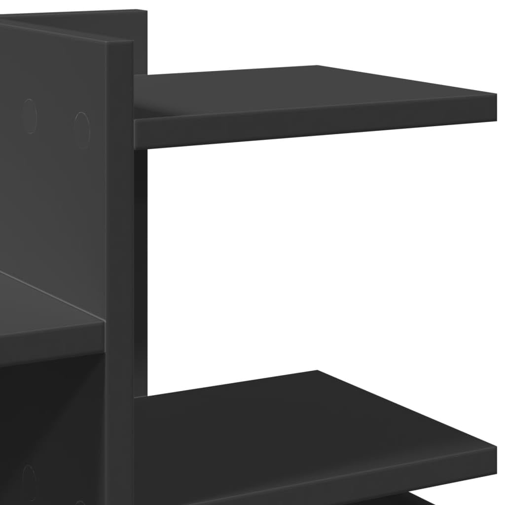 Organizer da scrivania, nero, 49 x 20 x 52,5 cm, in legno, per ufficio, organizzazione, portadocumenti, sistema di scomparti salvaspazio per un ordine e una conservazione efficienti