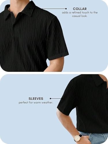 Image of Leriya Fashion Cotton T-Shirt for Men - Soft Breathable Fabric | Regular Fit Half Sleeve Collar Tee for Summer Casual Wear (Available in Plus Size)