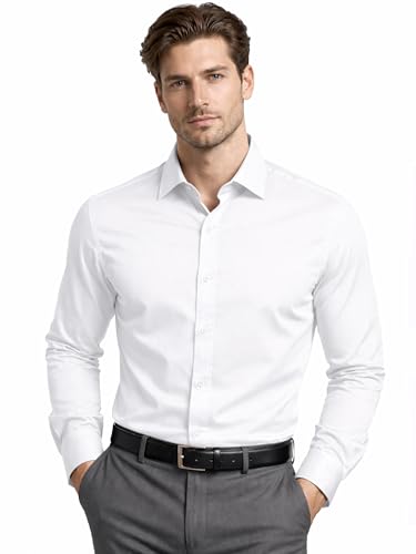 Image of FILO HEVIS Men's Shirt Regular Fit Solid Self-Cord Cotton Blended, Soft Fabric Stylish Formal Wear Man Shirt, Spread Collar Full Sleeves,(Available in Plus Size)