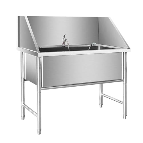 RENJJPBO Professional Stainless Steel Dog Bathing Station,Dog Grooming Bathtub Station,Wash Shower Sink with Faucet