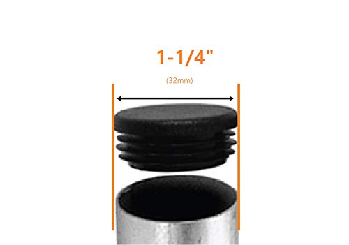 OGC (10 Pack) - 1 1/4 Inch OD Round Black for Plastic Plugs by Cap Cover Tube Durable Chair Glide Insert Finishing Plug