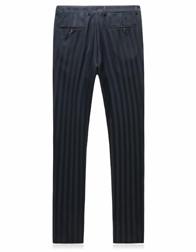 Men's Three Pieces Stripe Suit Single Breasted Button Casual Dinner Jacket Vest Pants4