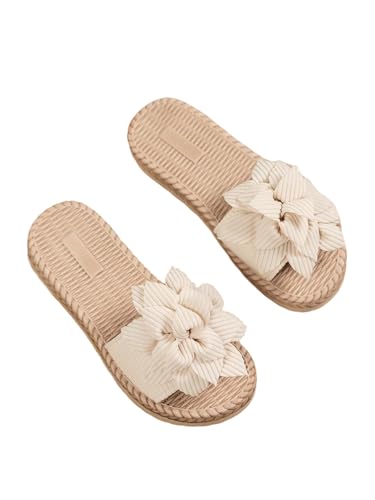 Image of GORGLITTER Girl's Sandals Summer Cute Fashion Trendy Beach Vacation Slides Sandals Bow Braided Slip on Dress Sandals