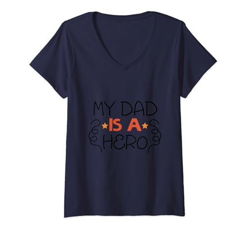 tshirt My dad is a hero, vintage dad retro Maglietta con Collo a V