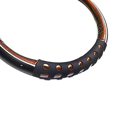 Image of NIKAVI Fashion Steering Wheel Cover - Brown Color | Size - Small | Diameter 36 cm | O-Type | Car Steering Wheel Protector, Anti-Slip, Stylish Leather Finish Grip Cover for Round Steering Wheels