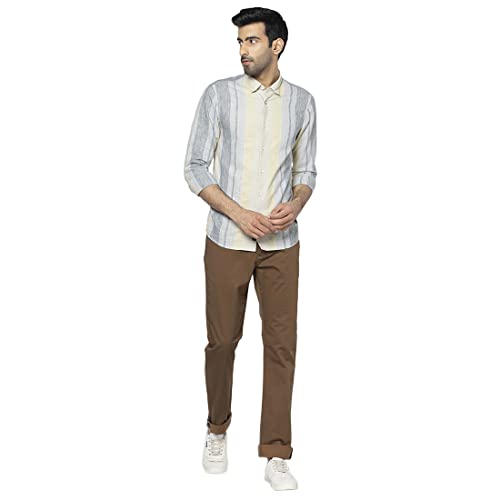 Image of Blackberrys Men Brown Self-Design Trousers