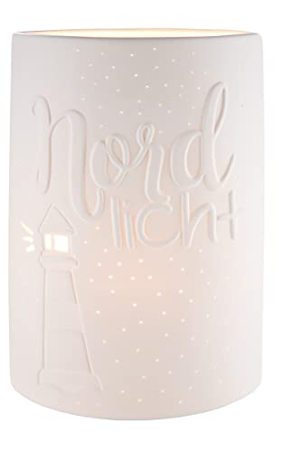 GILDE Deko Lampe Tischlampe - Nordlicht - Maritime - Höhe 28 cm, 32316, Weiß, Höhe 10,5 cm