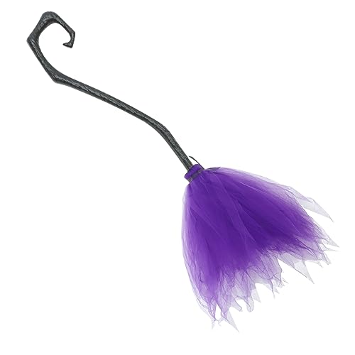 Gogogmee Mesh Halloween Broom Plastic Halloween Mesh Party Cosplay Prop Purple Childs Broom