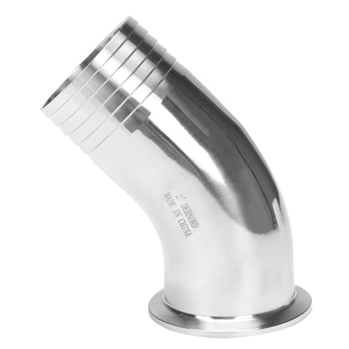 Image of DERNORD Sanitary Hose Barb Pipe Fitting 2 inch Tri Clamp (64MM Ferrule) 45 Degree Elbow Tube OD 2 inch /51MM