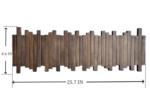 Image of Natural Wood Wall Mounted Piano Coat Rack| Coat Rack Wall Mount| Flip Down Wall Hook Rack 7 Hooks| Entryway Wall Art Hook,Made of Acacia Wood (Wood Wax Oil Dyed Walnut Color).Wall Art