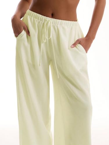 Image of RoseSeek Women's Beach Cover Ups Wide Leg Loose Linen Pants Swimsuit Coverup Summer Vacation Outfits 2026