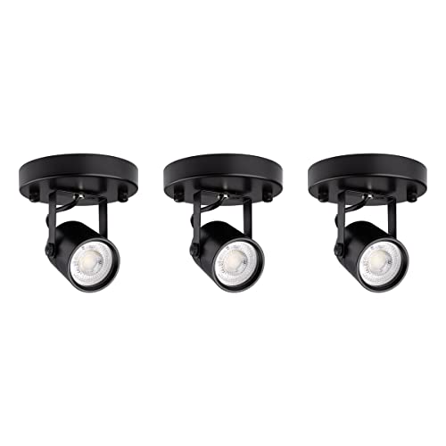 Image of mirrea 3 Pack Black Ceiling Spotlight Bulb Replaceable LED Spot Lights 8W GU10 Bulb 3000K Warm White 90 CRI 38 Beam Angle