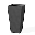Kante 28" H Concrete Tall Tapered Planter, Large Outdoor Indoor Garden Plant Pot with Drainage Hole and Rubber Plug Home and Patio, Burnished Black Finish