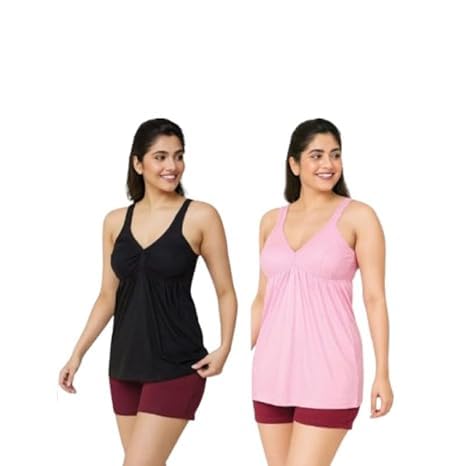 Women’s 100% Cotton Camisole Innerwear Pack of 2 | Multicolor Spaghetti Strap Inner Slips | Soft Stretchable Tank Tops, Sleep, Yoga & Gym | Sizes S to 5XL-image-11