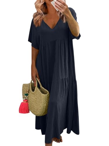 Robe femme chic et elegant d'été fluide qui affine la silhouette avec son col en v flatteur