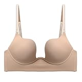 DotVol Multiway Sujetador Push Up Espalda Descubierta Profundo Cuello en U 90D,Beige