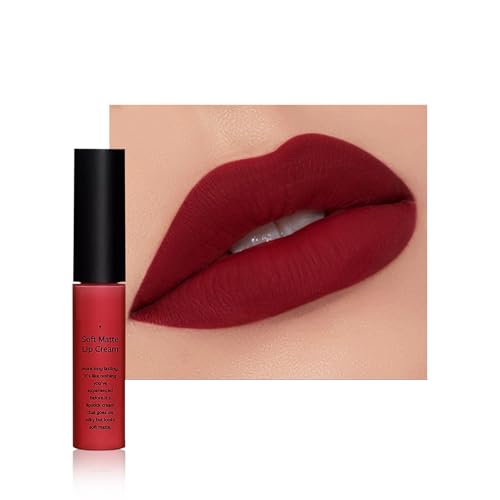 Vawolecy Lipstick líquido mate de larga duración y resistente al agua, gloss labial mate, maquillaje impermeable, no se transfiere al vaso