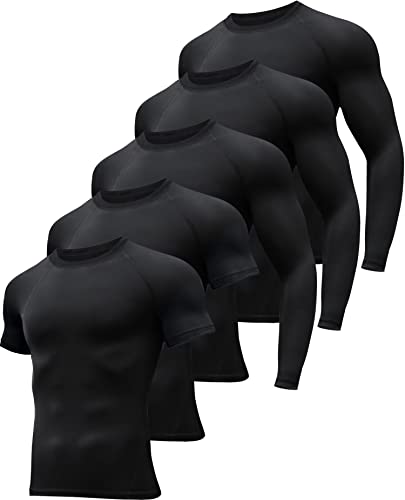 HOPLYNN-45-Pack-Workout-Compression-Shirts-Men-LongShort-Sleeve-Athletic-Baselayer-Undershirt-Gear-T-Shirt-for-Sports