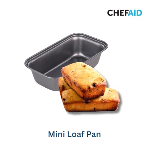 Chef Aid Mini loaf pan, Non-Stick, Rectangular Bread pan, 13.5 x 6.5 x 3.5 cm Ideal for Small breads, Loaves, Cakes and Pastries, for Individual portions and Desserts, Grey - Image 6