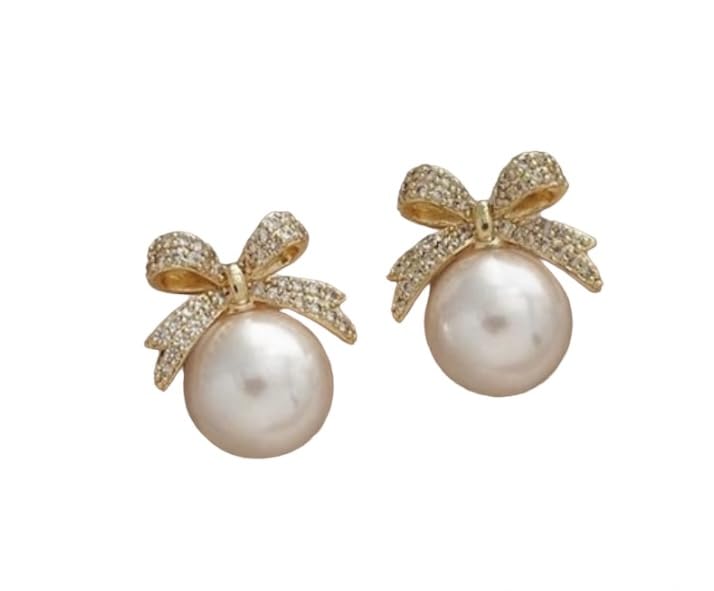 Exclusive Korean Pearl Earrings Collection for Girls and Women, Everyday and Office Wear (White Bow and Pearl Earrings) (B0DC1CL4RZ) Amazon Price History, Amazon Price Tracker