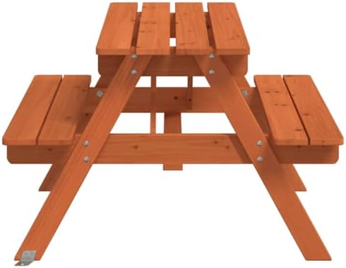 Kids Outdoor Dining Table Set for 4, Solid Fir Wood Garden Furniture with Umbrella Hole, Perfect for Children Age 3 and Up, Patio & Deck Playtime Fun