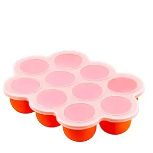 BRUSHFINCH Baby Food Storage Container,Silicone Baby Food Freezer Tray with Lid, Food Grade,Perfect Food Container for Homemade Baby Food,Fruit Puree Vegetables,Breast Milk - 1pc. (Orange)