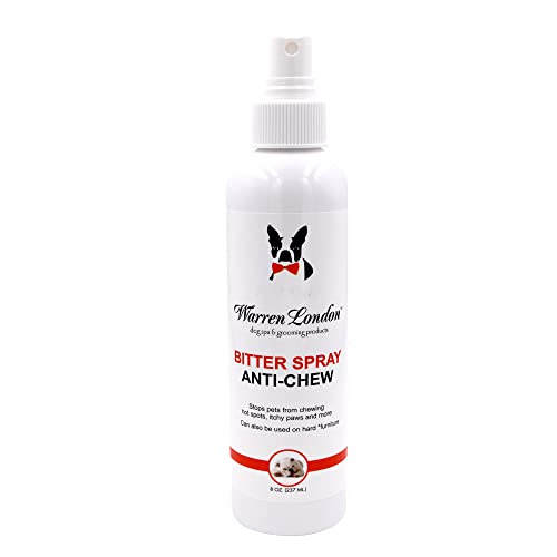 Warren London Bitter Anti-Chew Spray for Dogs & Cats – 8 oz Extra-Bitter Apple Formula | Safe, Humane No-Chew Training Aid for Furniture, Cords, Paws & More | Fast-Dry, Stain-Free | Made in USA