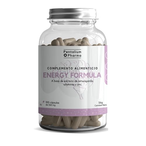 Energy Formula - Cápsulas de Ashwagandha | 100 cápsulas - 56 g | extracto de raíz de Withania somnifera L. + Vitaminas del grupo B para Energía, Estrés, Estado de ánimo y Memoria