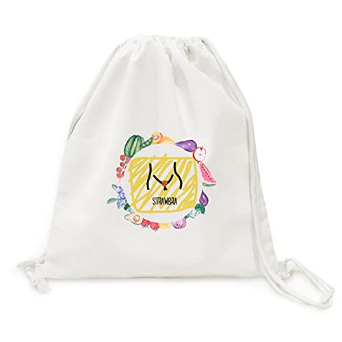 Sac en tissu pliable noir rouge drôle de fraise cabas courses vrac