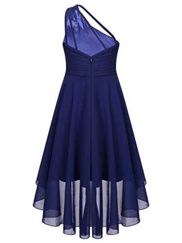 Sholeno Kids Flower Girls Ruched One Shoulder High Low Wedding Formal Dress Bridesmaid Pageant Party Ball Gown2