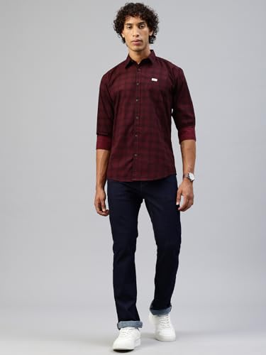 Image of Majestic Man Men Comfort Slim Fit Pure Cotton Tartan Checked Casual Shirt