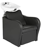 Buy-Rite Lexus Shampoo Backwash Unit with Electric Leg Rest for Professional Salons & Barbershops, Tilting Porcelain Shampoo Bowl, Extra Wide Seat, TS-8018C-ELE (White Bowl)