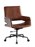 ICE ARMOR AM9092513 Vintage Cocoa Top Grain Leather Swivel Executive Office Chair with Aluminum...