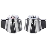 sepaitek Metal Hand Wash Sink Faucet Handle, Commercial Faucets Parts Replacement Knob Handle, A Pair of Hot and Cold Knob Handles