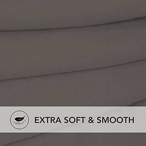 Image of PureFit Stretch Rectangle Ottoman Cover Footstool Cover, Taupe | Fleece Soft Form Fit Ottoman Slipcovers Rectangle Slipcover for Folding Storage with Nonslip Elastic Bottom