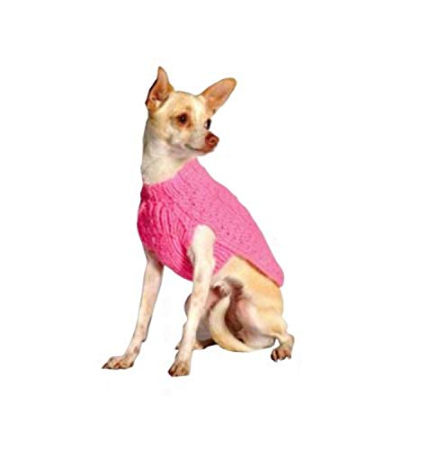 Chilly Dog Pink Cable Dog Sweater, X-Small