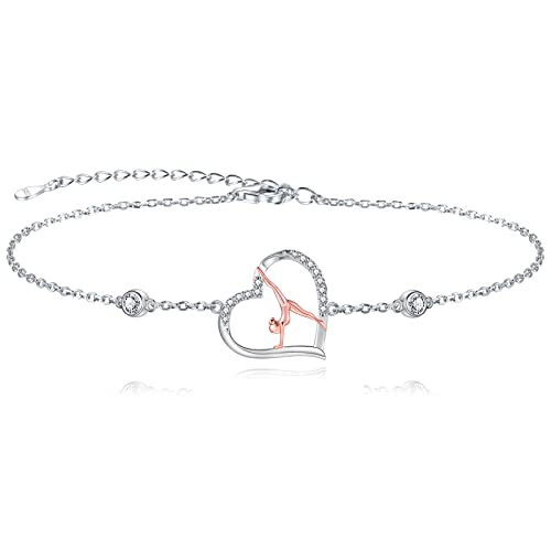 925 Sterling Silver Gymnastics Bracelet Gymnastics Gifts for Ballerina Gymnast Jewelry Birthday