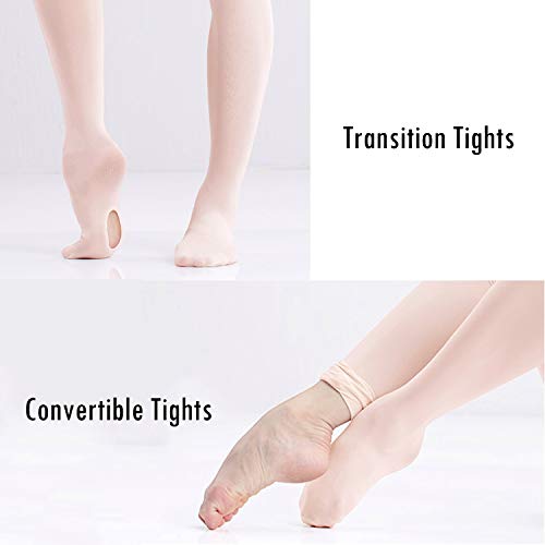 Zando Girls Ballet Dance Tights - Ultra Soft Pro Convertible Ballet Transition Dance Tights Kids Students3