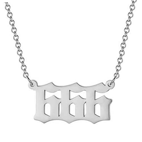 apofly Nummer Halskette 666 Nummer Anhänger Choker Schmuck Edelstahlverbindungskette Silber, Zahlen Halskette, Numerologie Schmuck, Zahlen -Choker Cover